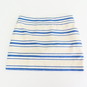 Vintage Y2K J Crew Nautical Striped Mini Skirt 10 NWOT Blue White Preppy